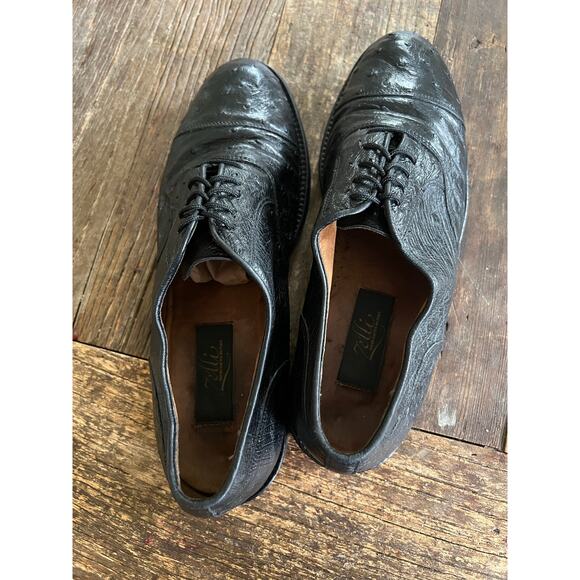 Zelli Made in Italy Ostrich Quill Oxford Casual Dress Shoes Size 8.5 M JL - Picture 3 of 10